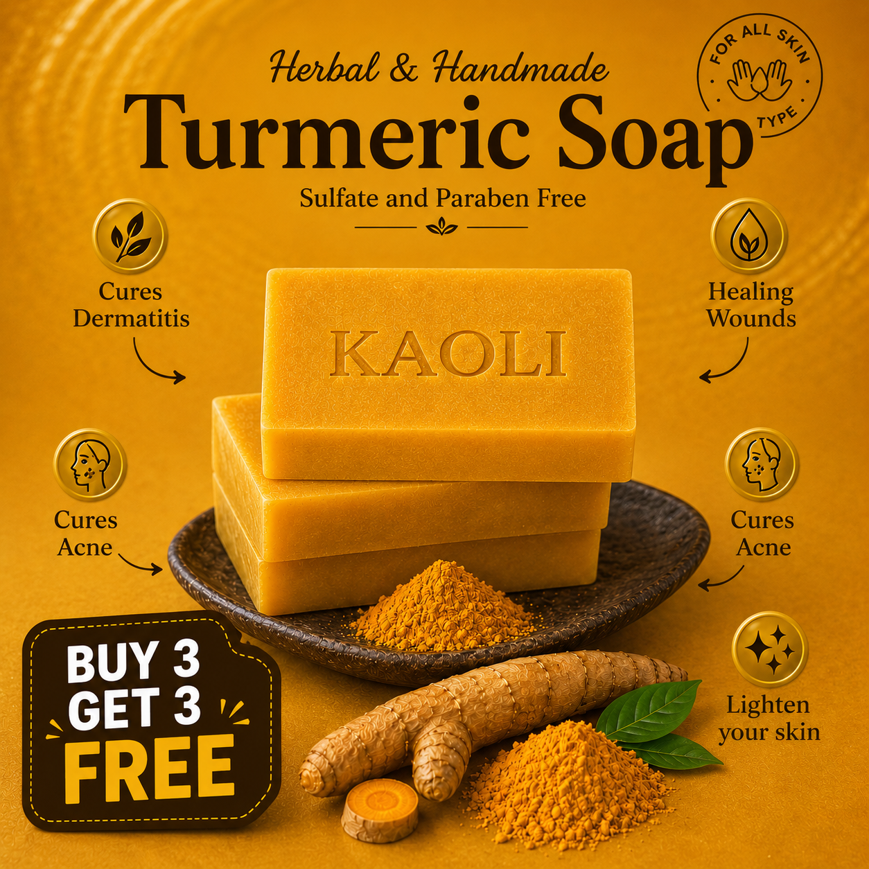 ✨ Limited-Time Offer ✨ Turmeric & Kojic Acid - Brightening Soap (Buy 1 Get 1 Free)