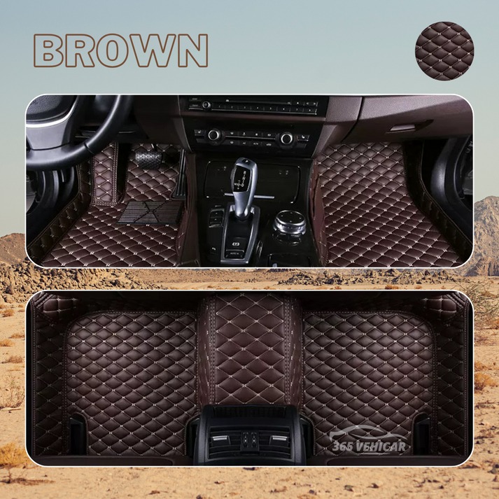 Premium Leather Full Set Universal Fit Floor Mats for Cars, SUVs, and Trucks (CM012)