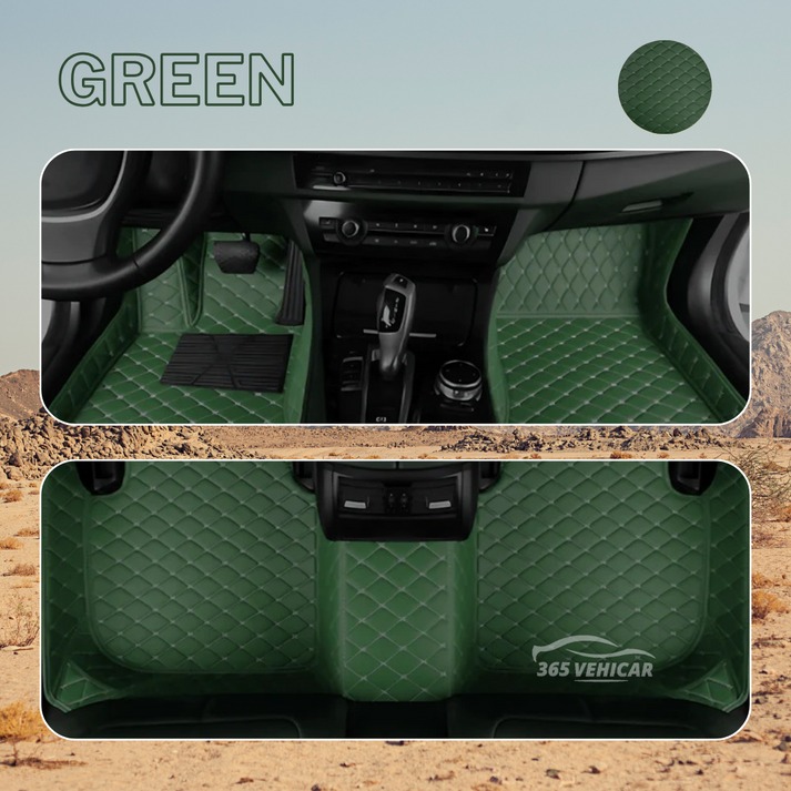 Premium Leather Full Set Universal Fit Floor Mats for Cars, SUVs, and Trucks (CM012)