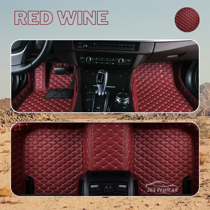 Premium Leather Full Set Universal Fit Floor Mats for Cars, SUVs, and Trucks (CM012)