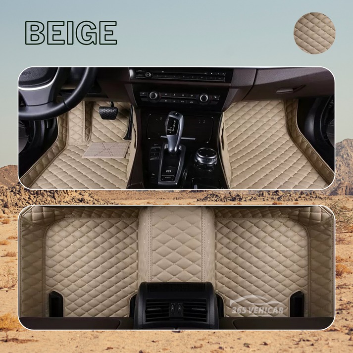 Premium Leather Full Set Universal Fit Floor Mats for Cars, SUVs, and Trucks (CM012)