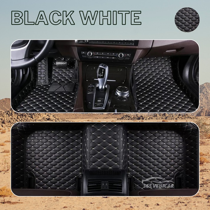 Premium Leather Full Set Universal Fit Floor Mats for Cars, SUVs, and Trucks (CM012)