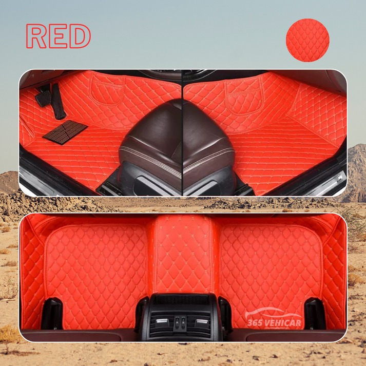 Premium Leather Full Set Universal Fit Floor Mats for Cars, SUVs, and Trucks (CM012)
