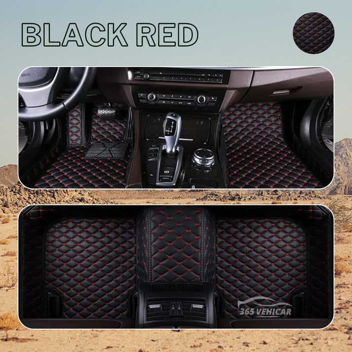 Premium Leather Full Set Universal Fit Floor Mats for Cars, SUVs, and Trucks (CM012)