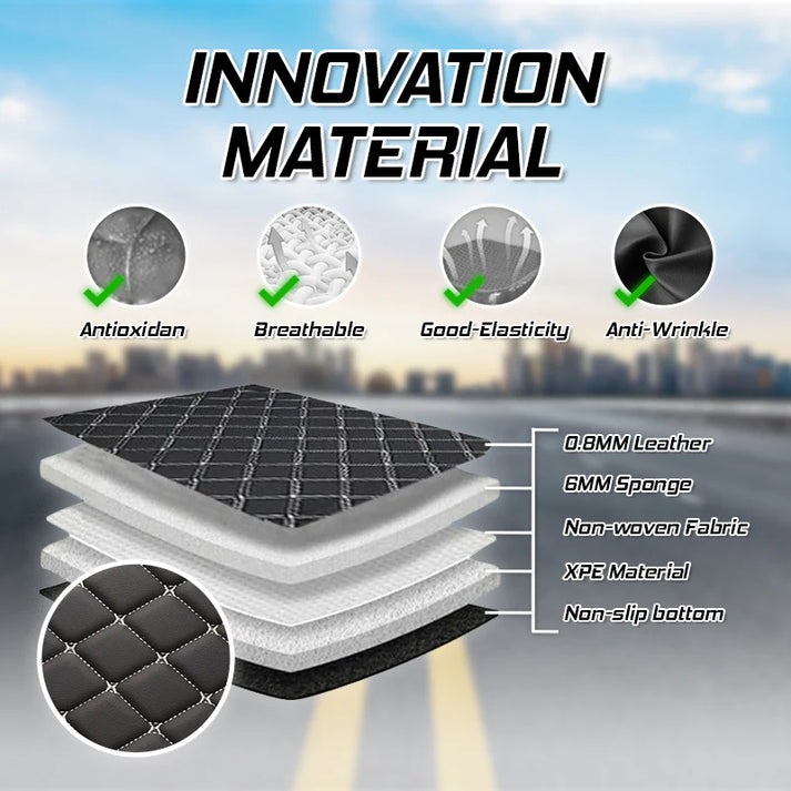 Premium Leather Full Set Universal Fit Floor Mats for Cars, SUVs, and Trucks (CM012)