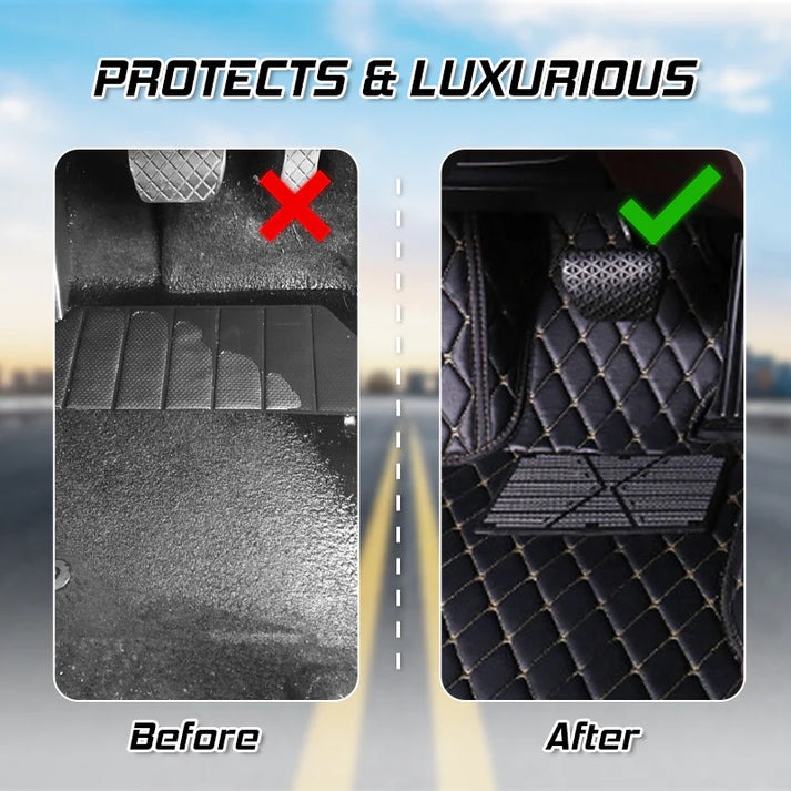 Premium Leather Full Set Universal Fit Floor Mats for Cars, SUVs, and Trucks (CM012)