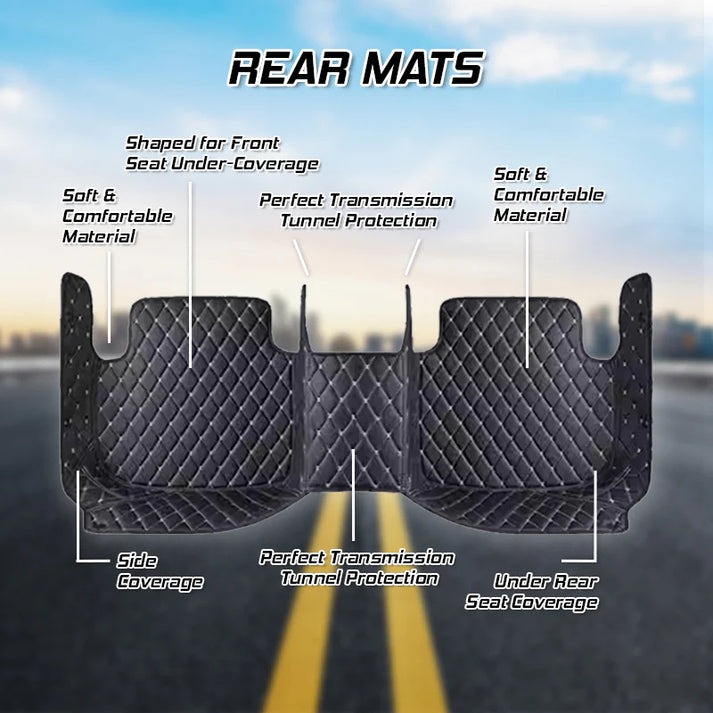 Premium Leather Full Set Universal Fit Floor Mats for Cars, SUVs, and Trucks (CM012)