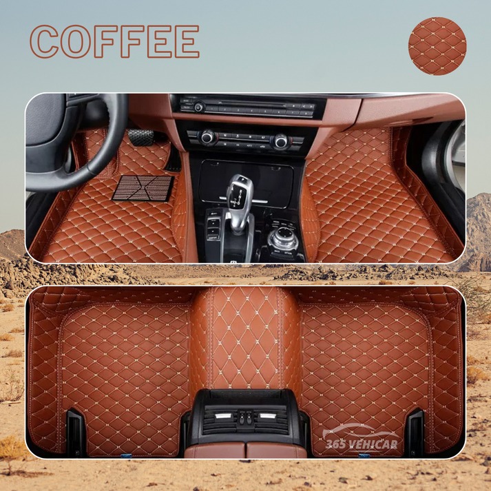 Premium Leather Full Set Universal Fit Floor Mats for Cars, SUVs, and Trucks (CM012)